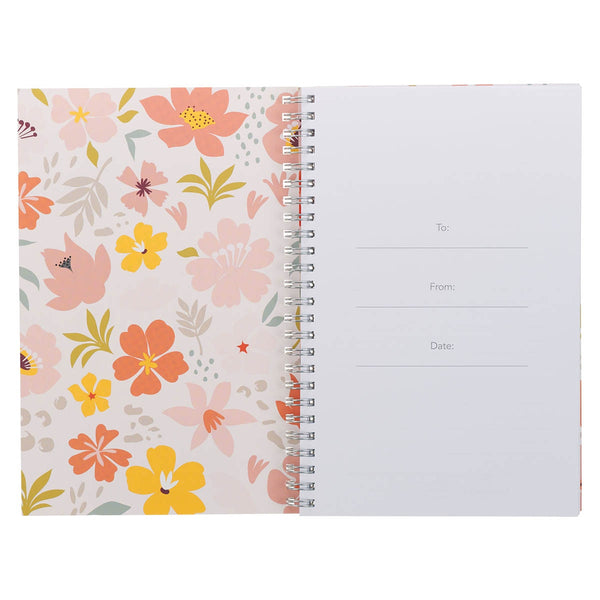 Strength and Dignity Bright Floral Spiral Notebook - Proverbs 31:25