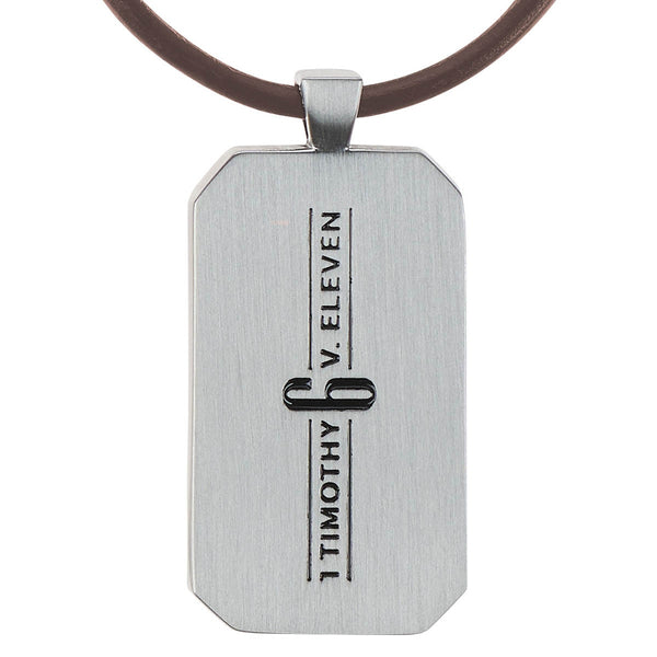 Man of God Silver Metal Men’s Necklace - 1 Timothy 6:11