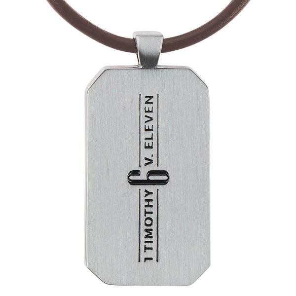 Man of God Silver Metal Men’s Necklace - 1 Timothy 6:11