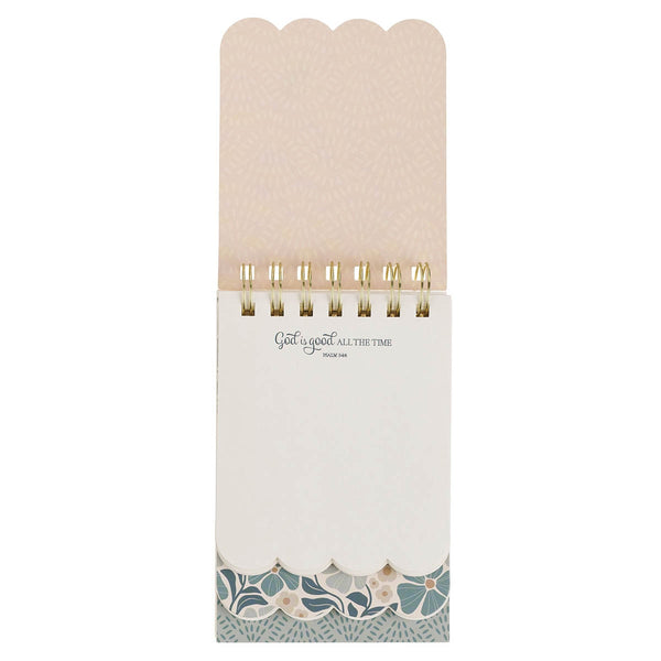 God is Good Blue BloomsTiered Spiral Notepad - Psalm 34:8