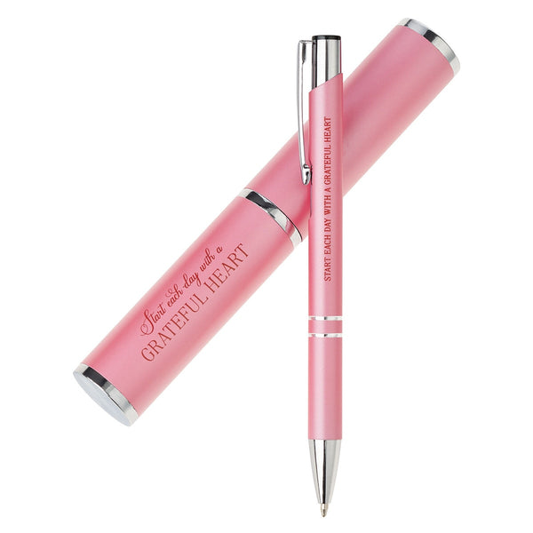Pink Grateful Heart Stylish Pen and Case Gift Set - KI Gifts Christian Supplies