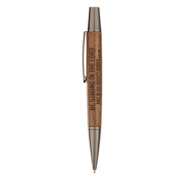 Be Strong in the Lord Brown Wooden Gift Pen - Ephesians 6:10