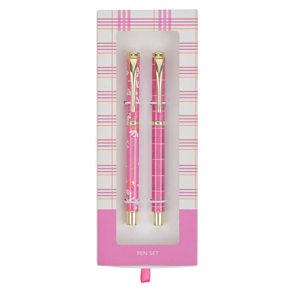 Be Still and Know Pink Plaid Pen Set - Psalm 46:10 - KI Gifts Christian Supplies