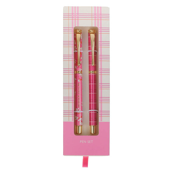 Be Still and Know Pink Plaid Pen Set - Psalm 46:10