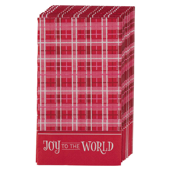 Joy to the World Red Plaid Paper Napkin Set - KI Gifts Christian Supplies