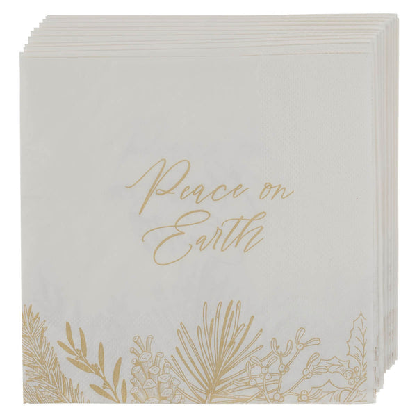 Peace on Earth Golden Pine Beverage Paper Napkin Set - KI Gifts Christian Supplies