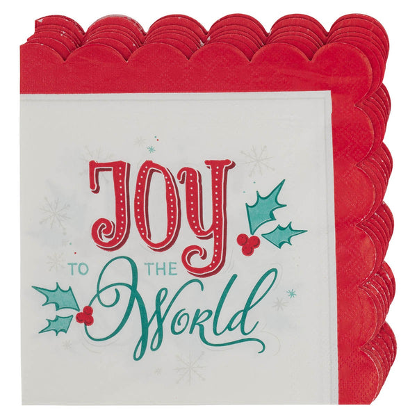 Joy to the World Red Scalloped Paper Napkin Set - KI Gifts Christian Supplies