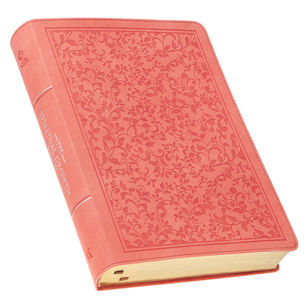 Coral Vine Faux Leather Spiritual Growth Bible - KI Gifts Christian Supplies