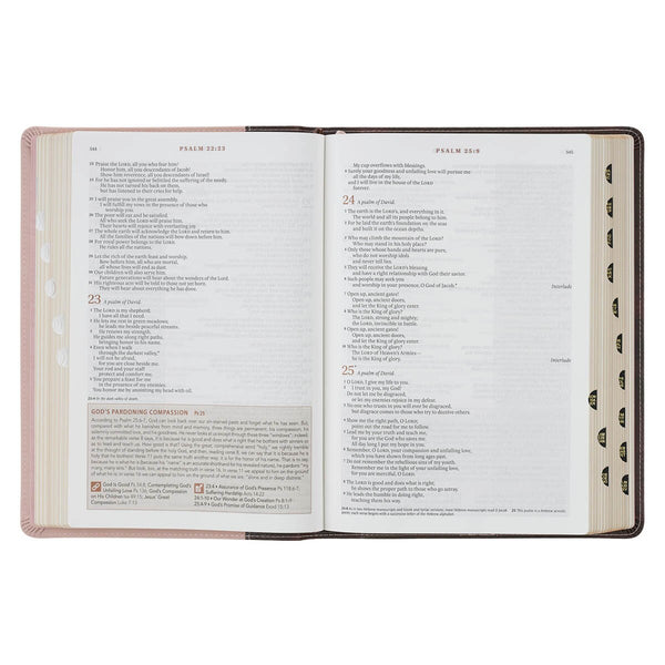 Brown and Blush Pink Faux Leather Spiritual Growth Bible