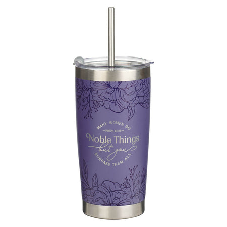 Be Still Teal Meadow 40 Oz Tumbler with Reusable Straw - Psalm 46:10