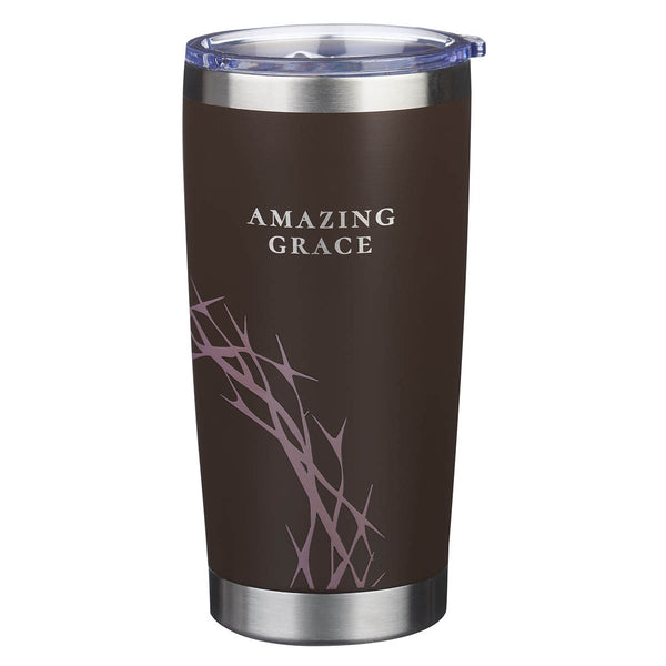 Amazing Grace Brown Stainless Steel Travel Tumbler - KI Gifts Christian Supplies