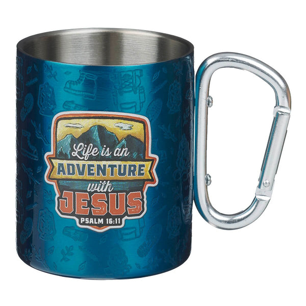 Adventure with Jesus Blue Trail Stainless Steel Camp-style Mug - Psalm 16:11
