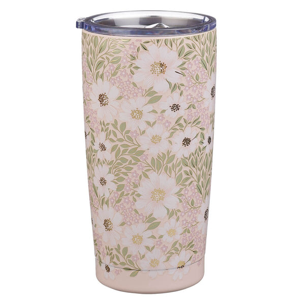 Bless and Keep You Blush Bloom Stainless Steel Travel Tumbler - Numbers 6:24