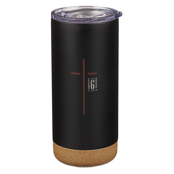 Man of God Black Stainless Steel Tumbler - 1 Timothy 6:11