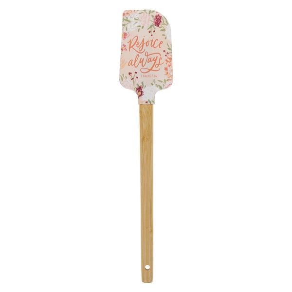 Rejoice Always Peach Floral Silicone Spatula – 1 Thessalonians 5:16