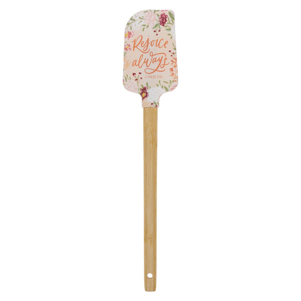 Rejoice Always Peach Floral Silicone Spatula – 1 Thessalonians 5:16