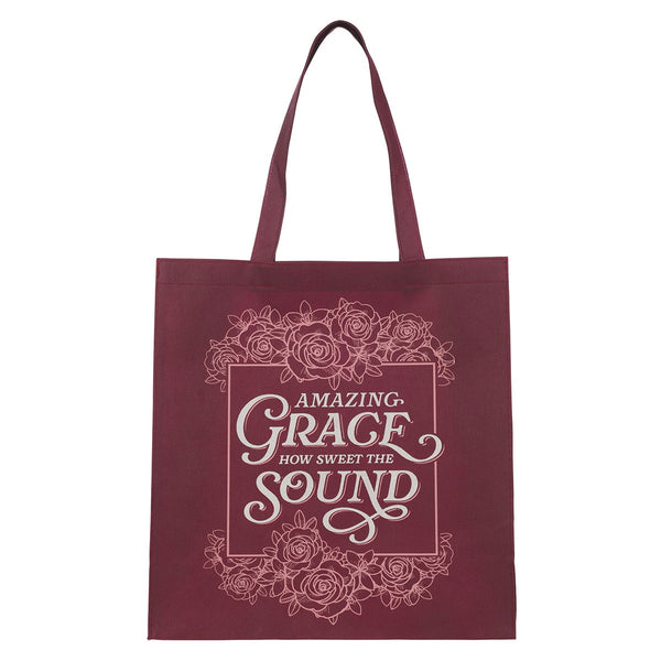 Amazing Grace Burgundy Reusable Non-woven Shopping Tote Bag