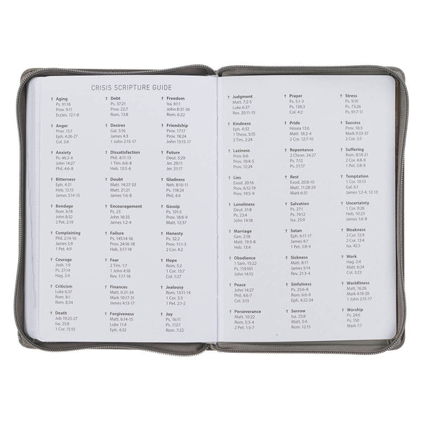 2027 Trust in the Lord Soft Gray Faux Leather Executive Planner with Zipper Closure - Proverbs 3:5
