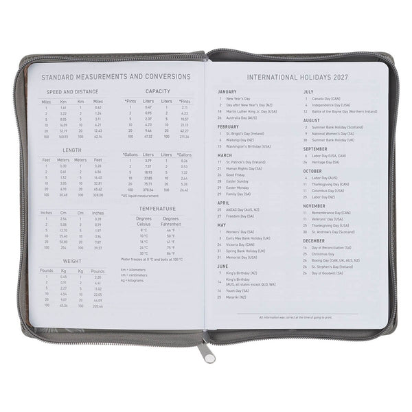 2027 Trust in the Lord Soft Gray Faux Leather Executive Planner with Zipper Closure - Proverbs 3:5
