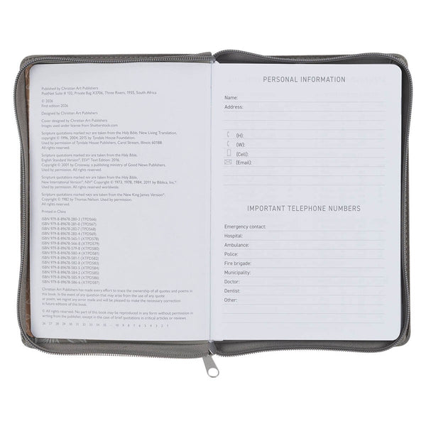 2027 Trust in the Lord Soft Gray Faux Leather Executive Planner with Zipper Closure - Proverbs 3:5