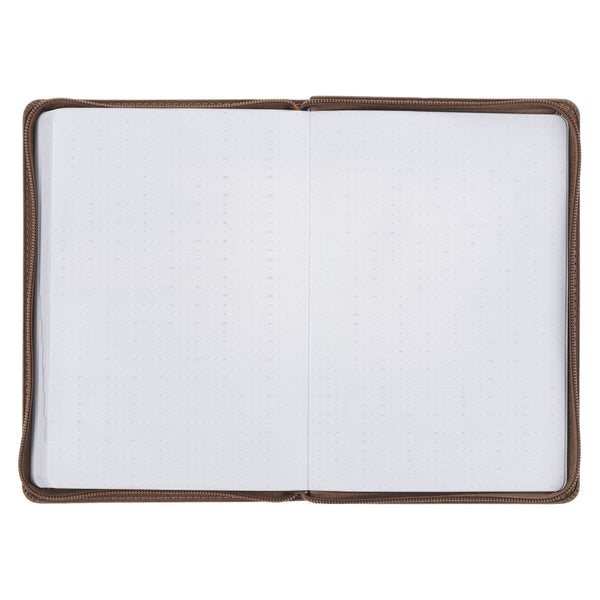 2027 I Can Do All This Truffle Brown Faux Leather Executive Planner with Zipper Closure - Philippians 4:13