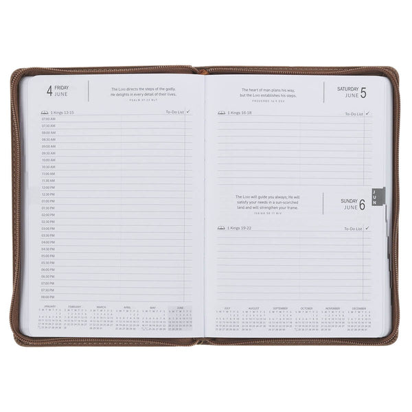 2027 I Can Do All This Truffle Brown Faux Leather Executive Planner with Zipper Closure - Philippians 4:13