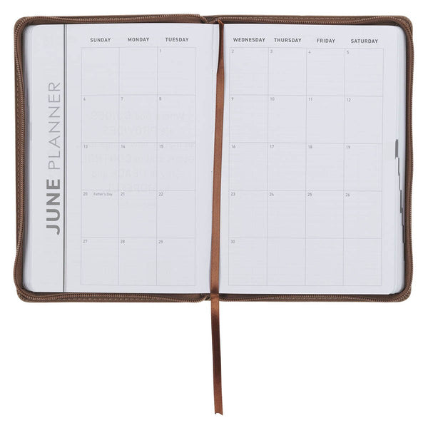 2027 I Can Do All This Truffle Brown Faux Leather Executive Planner with Zipper Closure - Philippians 4:13