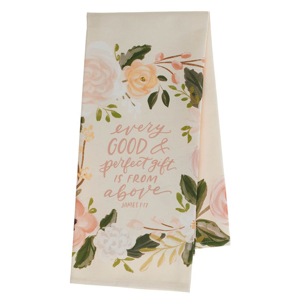 Every Good and Perfect Gift Peach Cotton Tea Towel - James 1:17
