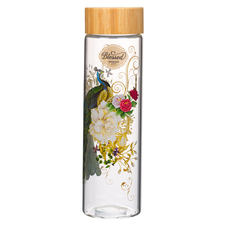 My Grace Glass Water Bottle with Bamboo Lid and Sleeve - 2 Corinthians 12:9