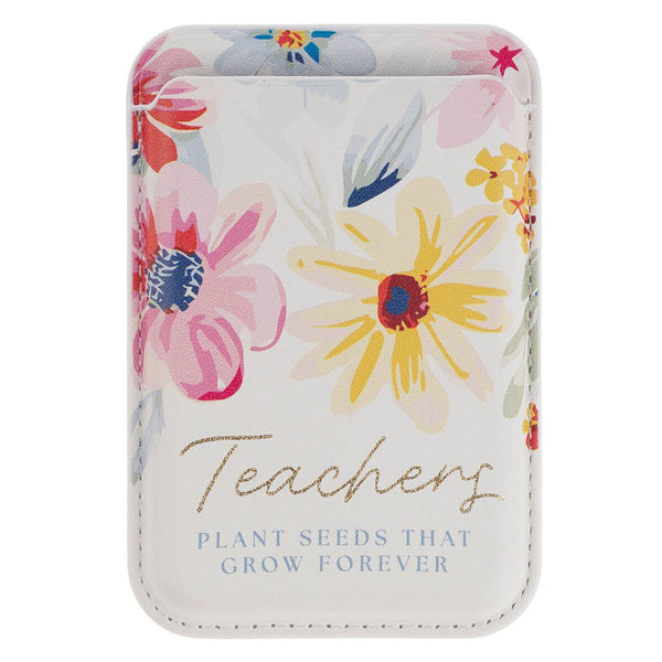 Teachers Plant Seeds White Floral Faux Leather Phone Wallet