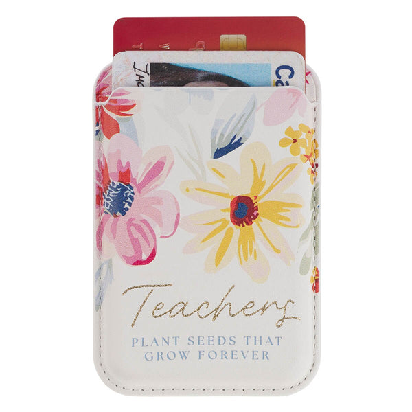 Teachers Plant Seeds White Floral Faux Leather Phone Wallet