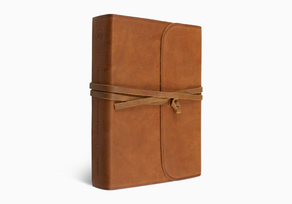ESV Single Column Journaling Bible®, Large Print Natural Leather, Brown, Flap with Strap