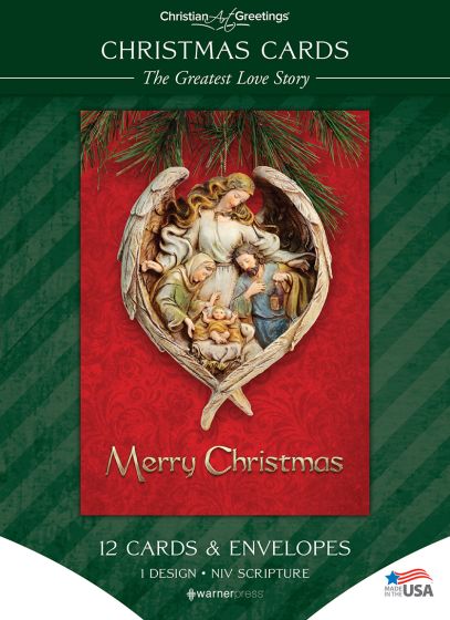 Boxed Card - Christmas Cards - The Greatest Love Story - 12 Cards with NIV Scripture - Solid Pack Boxed Greeting Cards