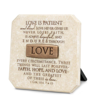 TABLETOP COPPER STONE PLAQUE LOVED3.75"H