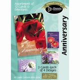 Anniversary Card Assortment FloralTheme (12 Boxed Cards)