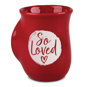 Ceramic Handwarmer Mug - So Loved (White - Red Heart)
