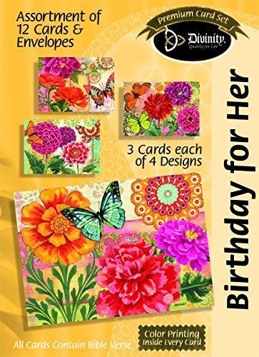 Birthday For Her Assortment:Butterfly Blooms (12 Boxed Cards)