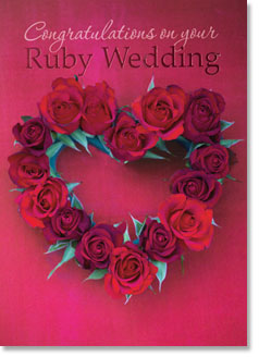 Ruby Wedding Anniversary - Ruby Wedding Heart Foiled  (order in 6)
