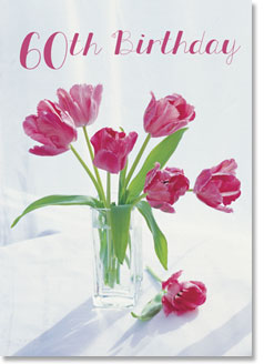 Happy 60th Birthday - Pink Tulip Arrangement (order in 6)