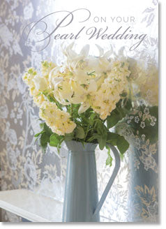 Pearl Wedding Anniversary - Flowers on Mantelpiece  (order in 6)