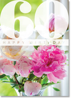 Happy Birthday : Pink Paeonies 60th (order in 6)