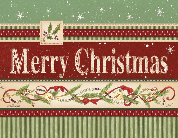 Boxed Christmas Cards: "Merry Christmas" Ribbons - Set Of 18