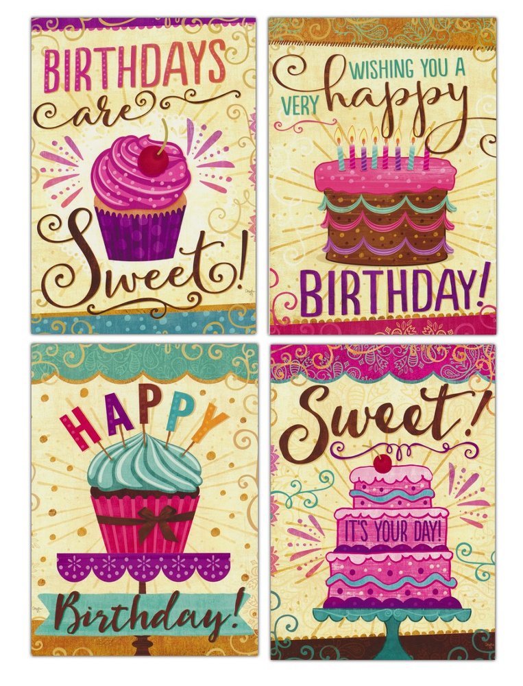 Happy Birthday Sweet Cakes (12 Boxed Cards)