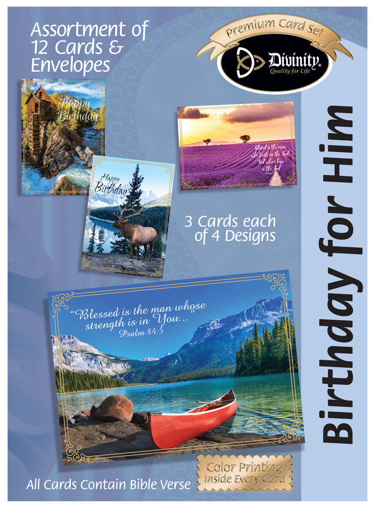 Birthday for Him - Nature (12 Boxed Cards)