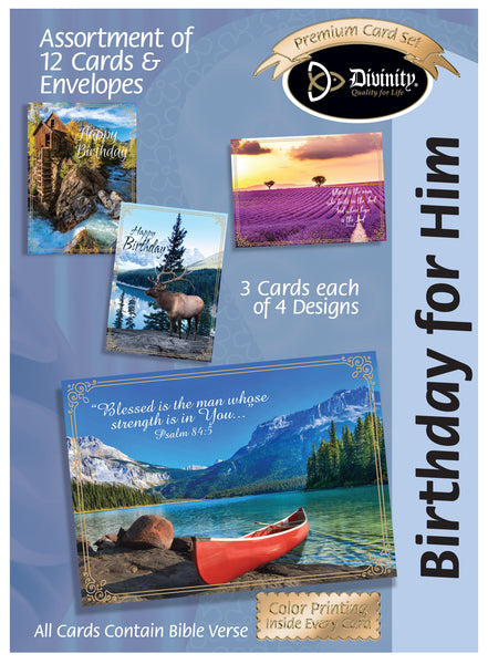 Birthday for Him - Nature (12 Boxed Cards)