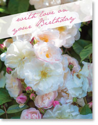 Happy Birthday - Small White Rose Blooms