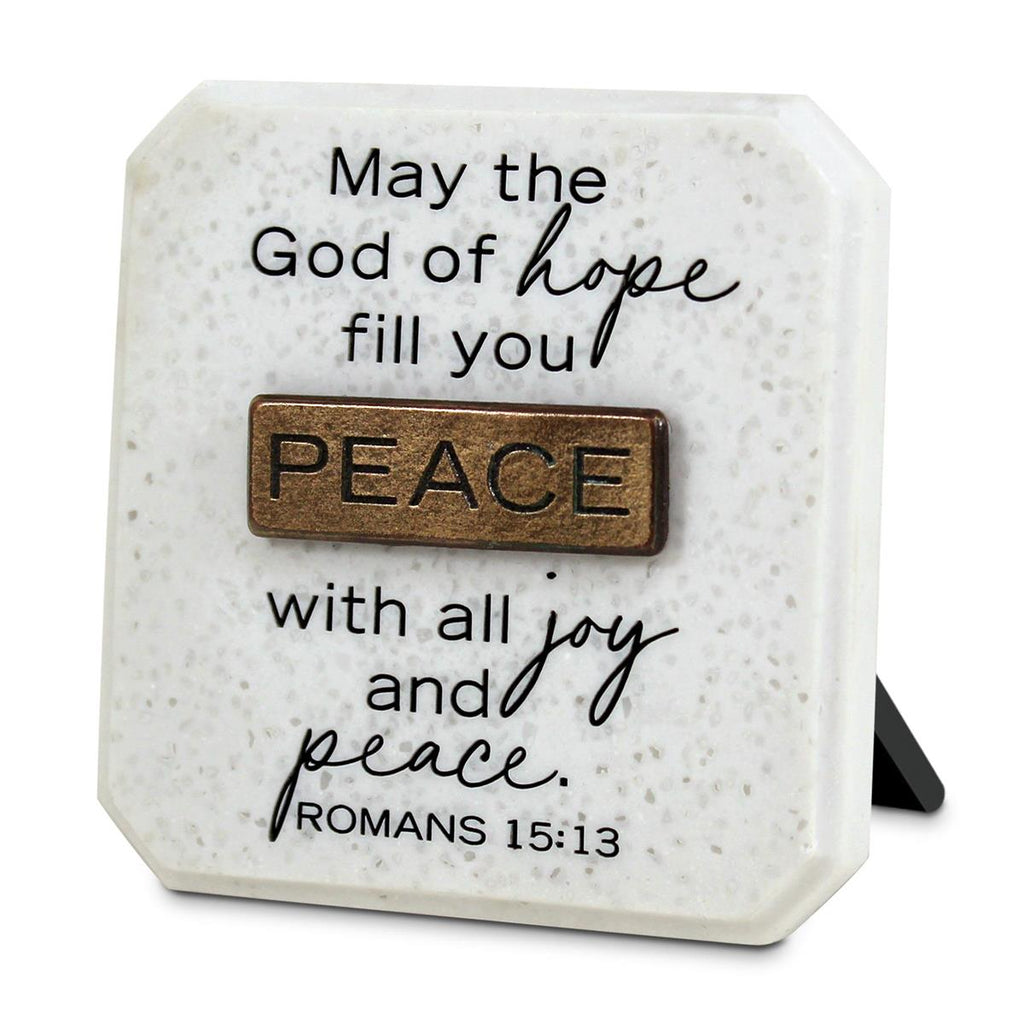 TABLETOP COPPER STONE PLAQUE PEACE 3.75