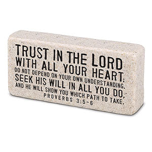 Cast Stone Plaque Scripture Stone - Trust