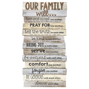 Medium Stacked Wood Wall Plaque - Our Family
