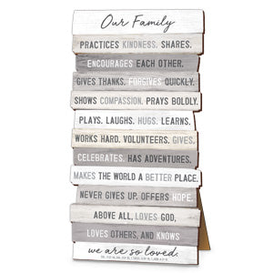 Medium Stacked Wood Wall Plaque - Our Family Will